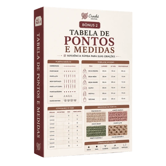 Tabela de pontos e medidas para crochê